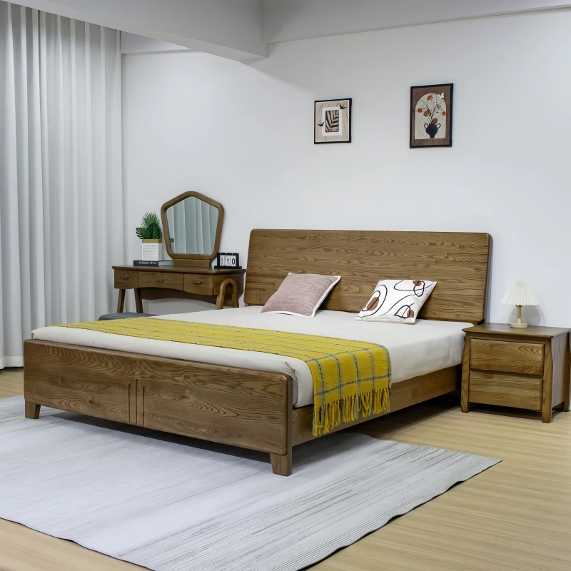 北美白蜡木原木床1.8米主卧双人床北欧轻奢大小户型1.5米实木床