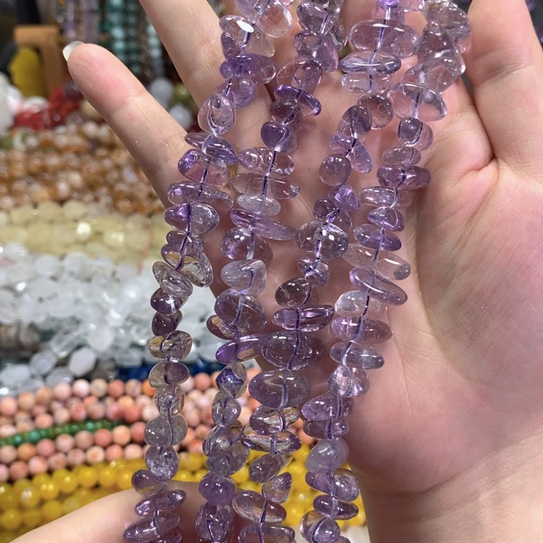 玛瑙/玉髓未镶嵌珠宝半成品紫水晶中孔一条卡16mm