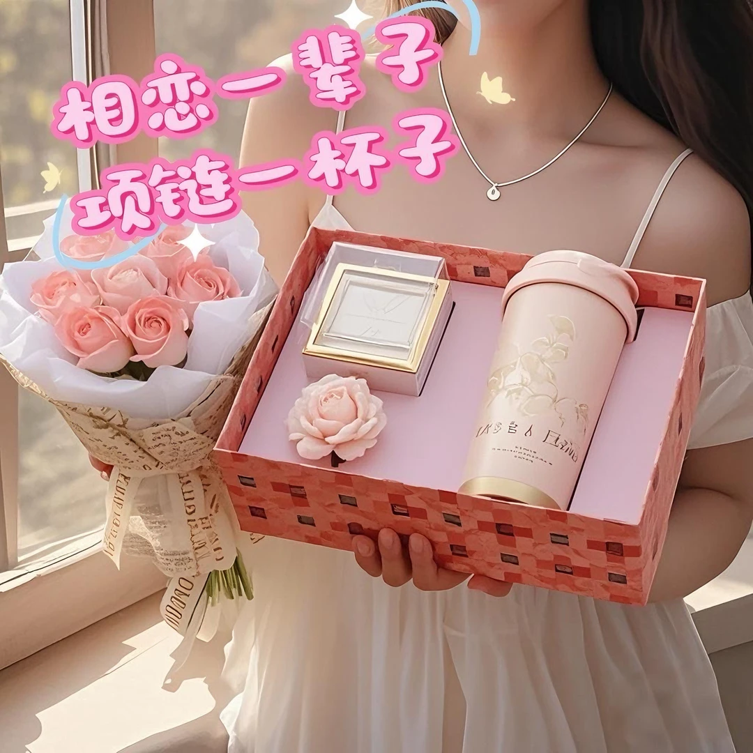 小众生日礼物女生520情人节送女友小熊蜡烛惊喜盒子老婆925银项链