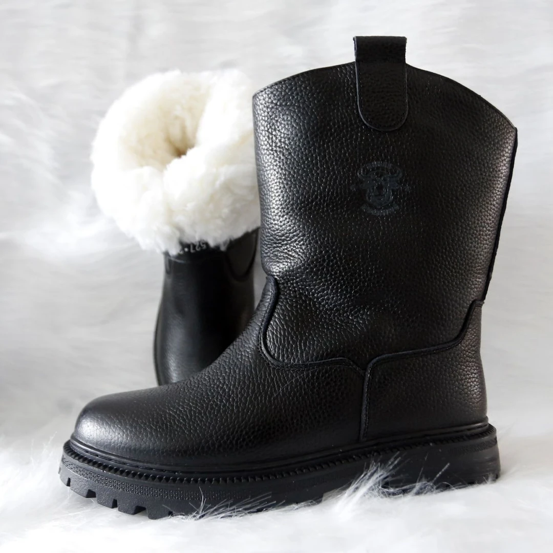 东北雪地靴男皮毛一体冬季加厚羊毛靴2025新款防滑牛皮男士高筒靴
