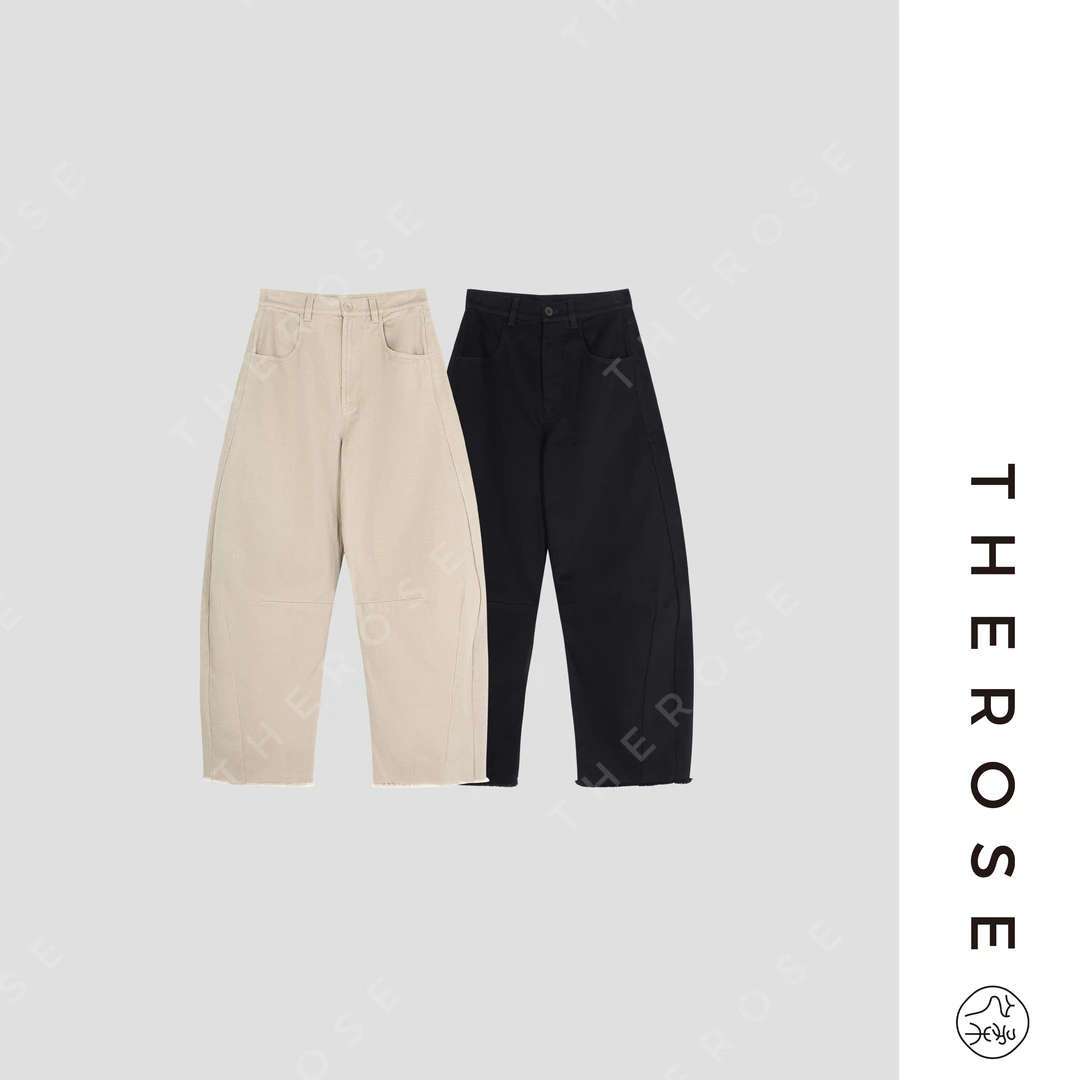 之柔【木马裤】时尚松弛解构毛边镰刀裤百搭时尚磨毛女士高腰休闲裤