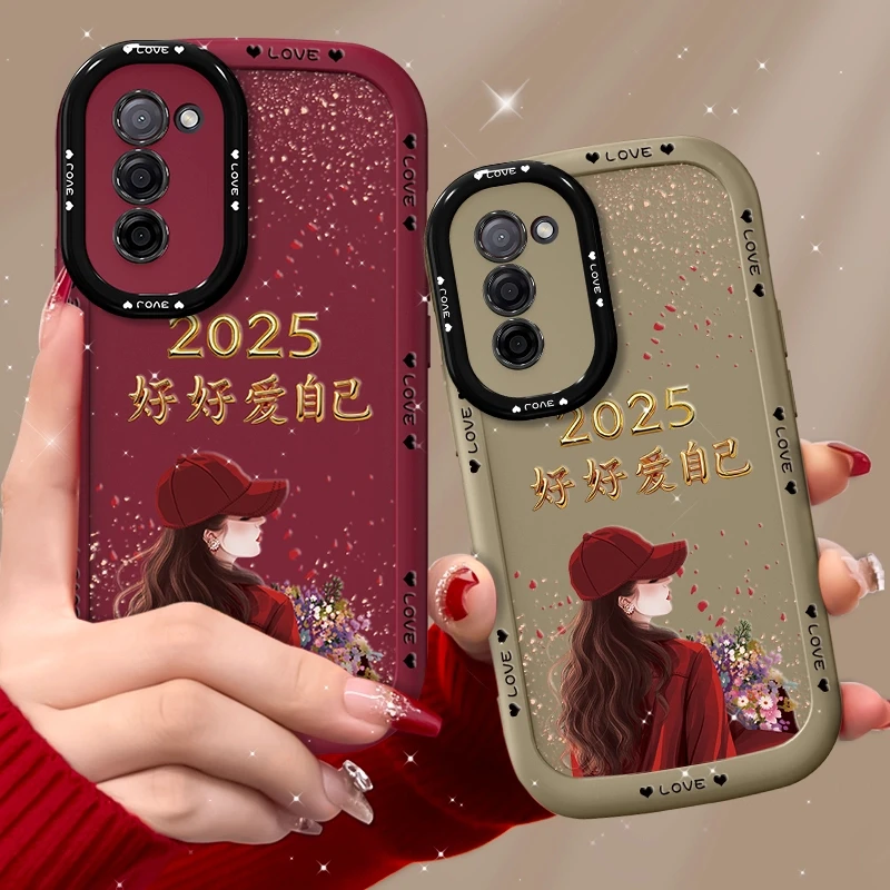 适用oppoa55手机壳捧花爱自己泡芙壳硅胶软壳全包保护套