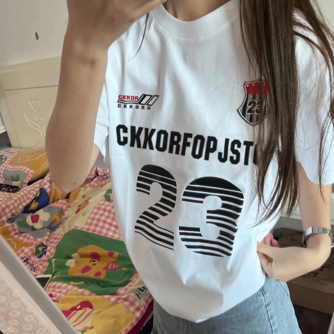 美式休闲短袖t恤新款胖MM宽松大码女装百搭潮牌2-300斤宽松上衣服