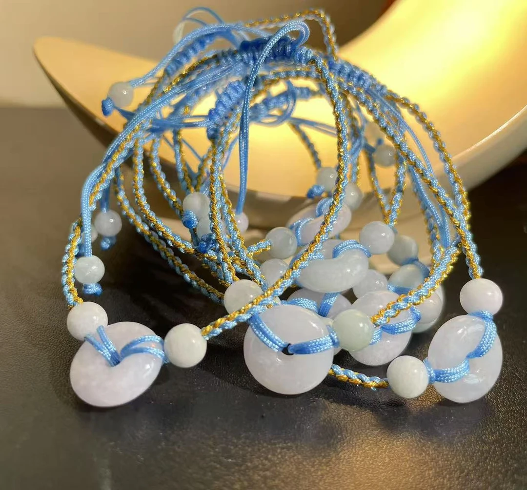 天然A货翡翠情侣亲子百搭纯手工平安扣手绳，多样性其发一