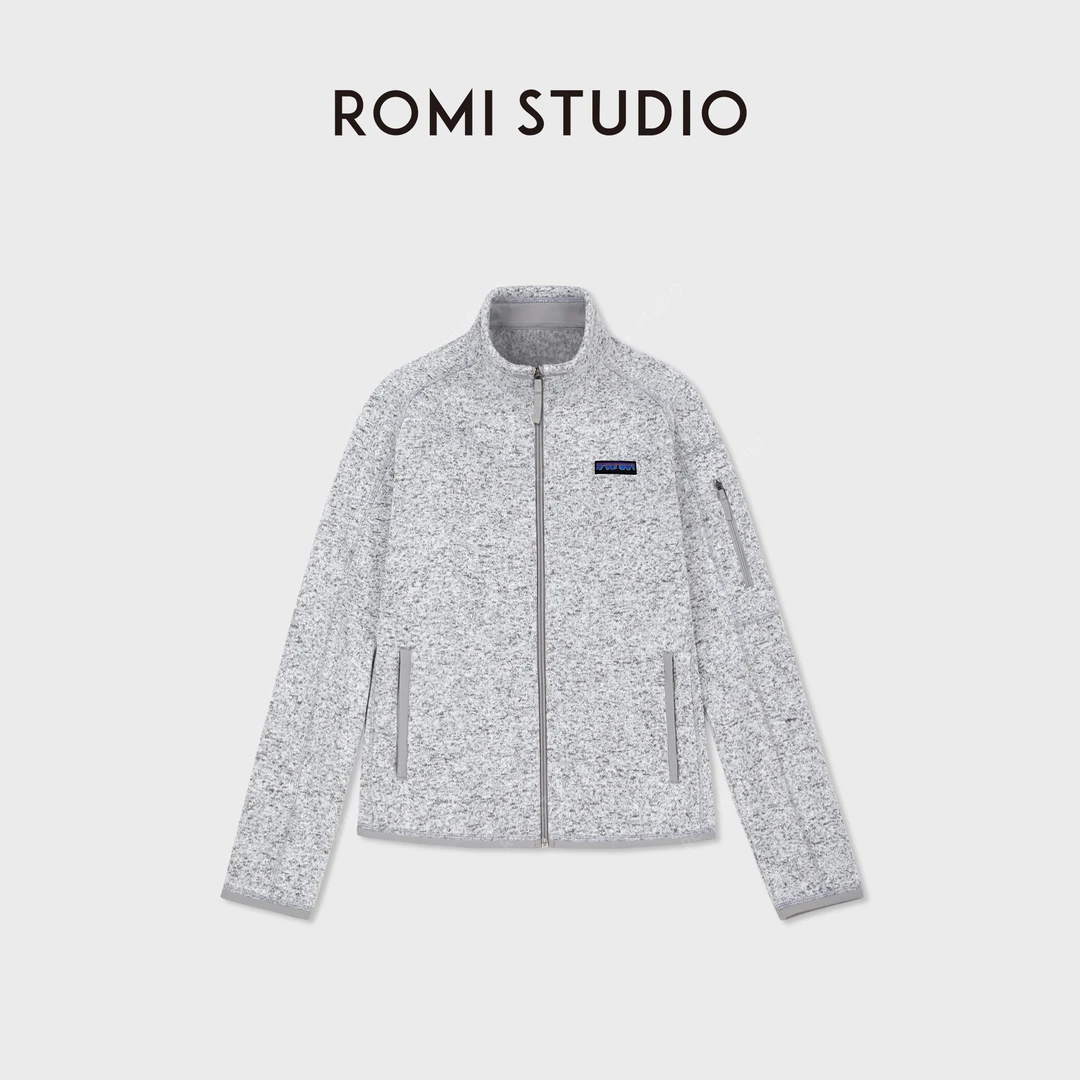 ROMI STUDIO“磨绒针织”亲肤弹力修身YKK立领细绒外套RWCAWD6338