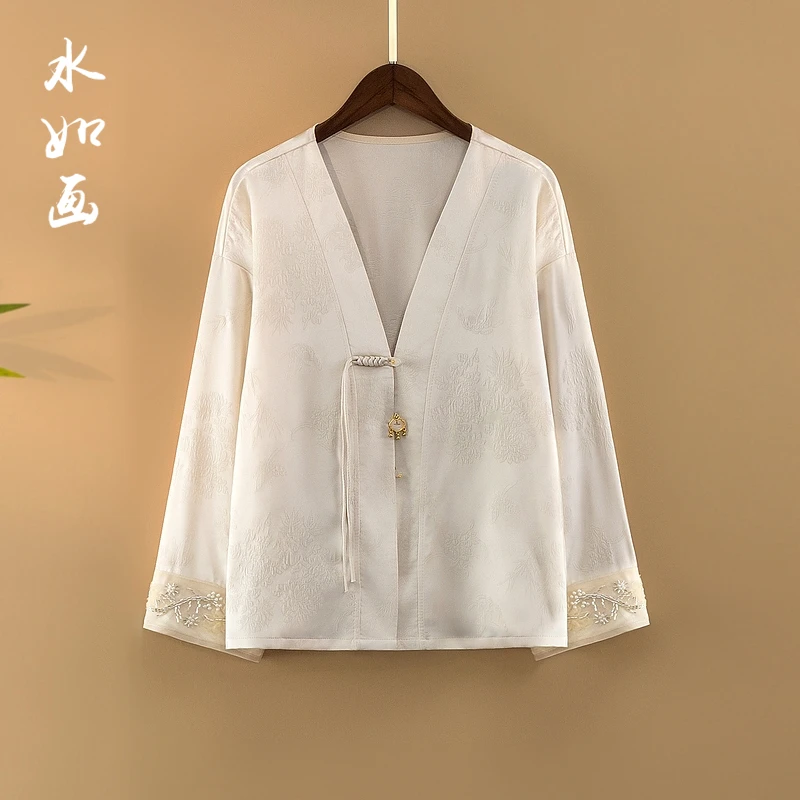 【若烟】夏季2025新款国风外套女装新中式宽松立领刺绣薄款气质上衣