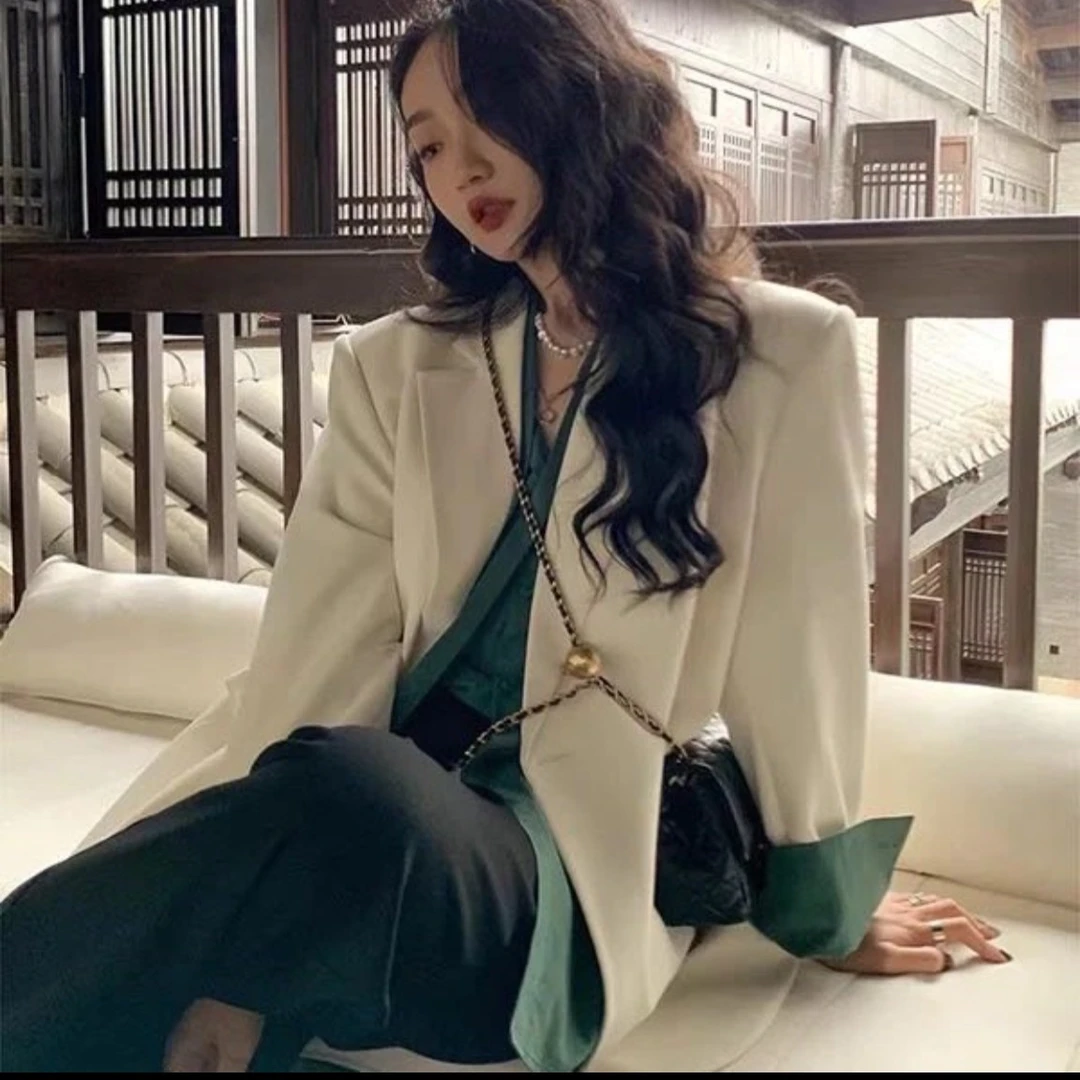 907袖口绿色拼接西装外套A15-1地