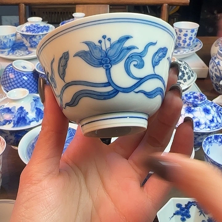 名窑口 花卉杯主人杯放漏