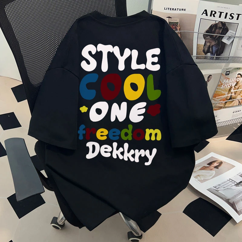 jtrt潮牌街头纯棉T恤短袖男女夏季黑色高级感潮流情侣款半袖上衣