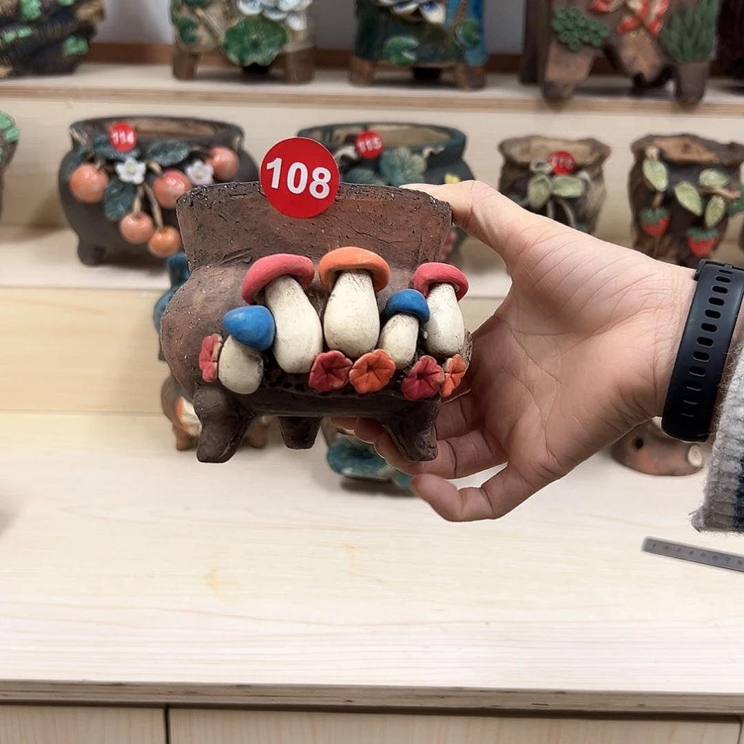 紫砂花盆108号，内口9高10