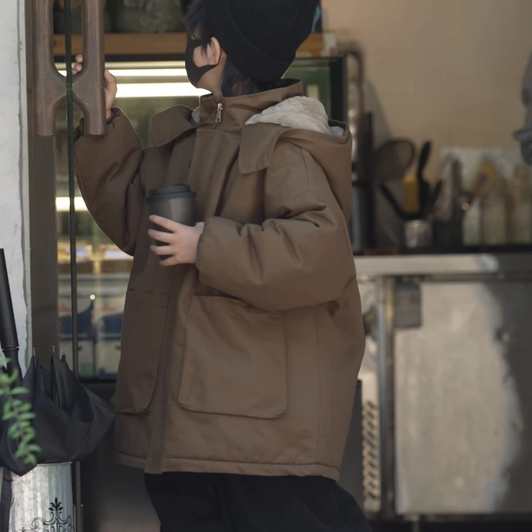 刘刘妈&亲子装冬季中长款派克服加绒加厚休闲外套连帽冬洋气