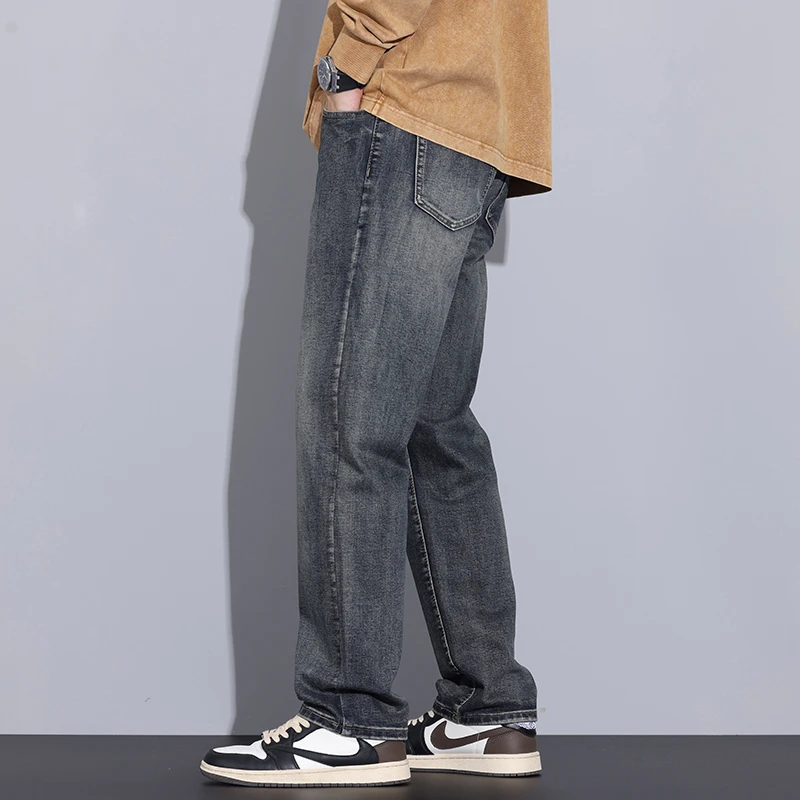 Kuvine潮牌牛仔裤男直筒弹力2025春季新款长裤简约帅气穿搭春秋款