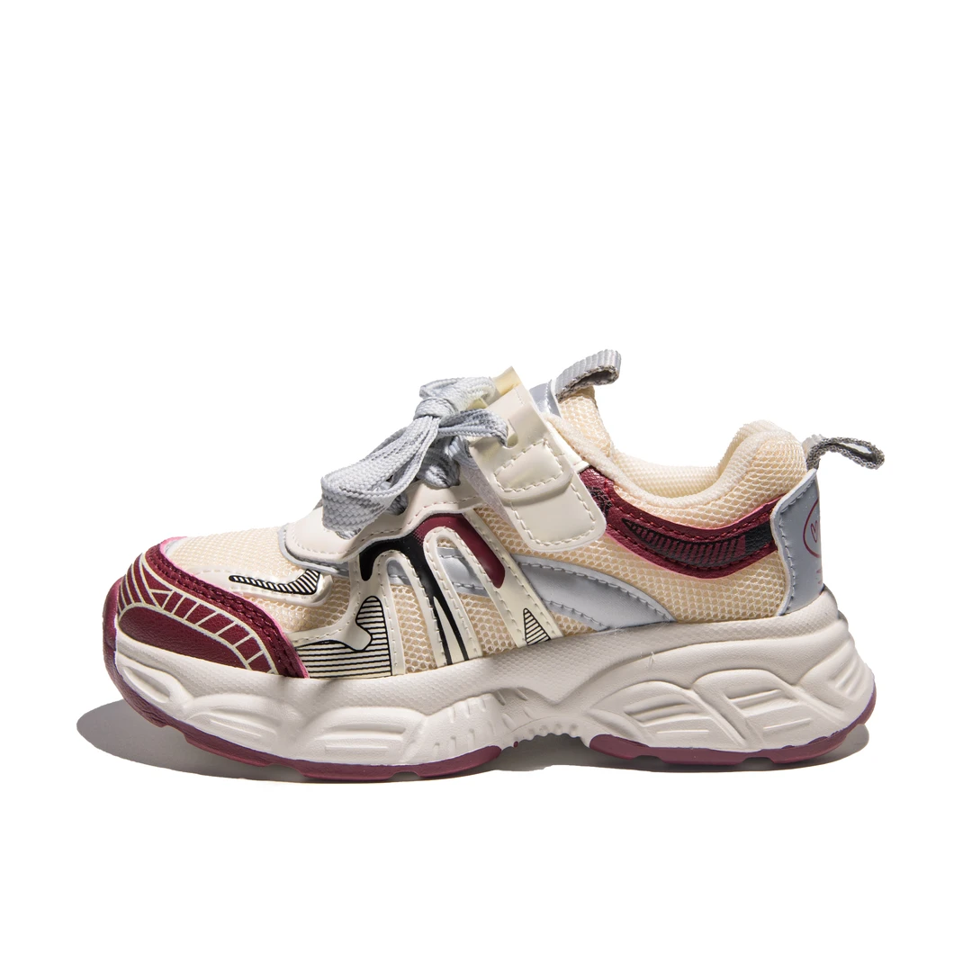 L.儿童春季新款时尚百搭透气双网魔术贴厚底防滑运动鞋8913