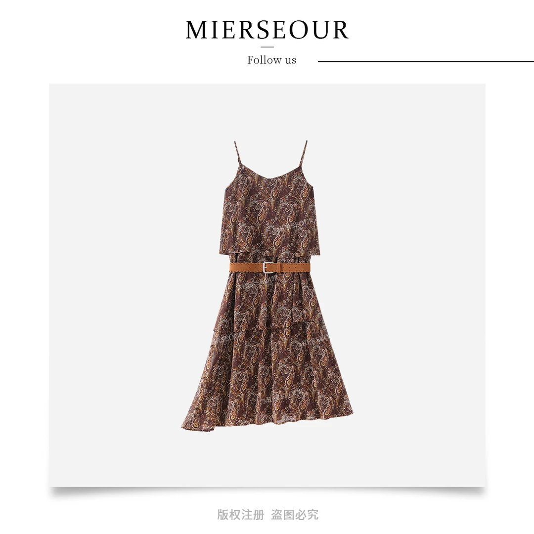 【腰果织秋】2025新款气质百搭腰果花吊带连衣裙8010