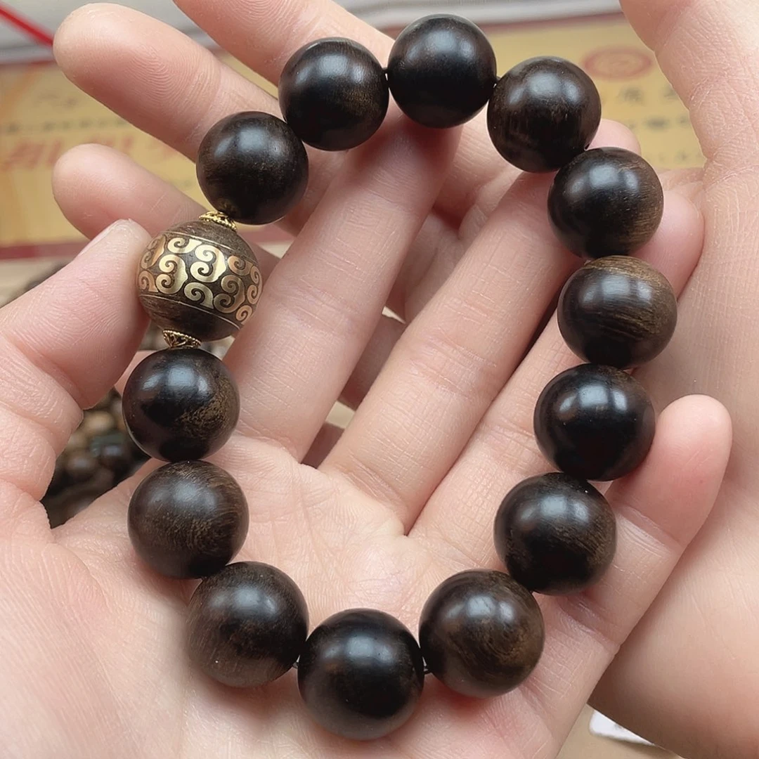 沉香手串越南芽庄白棋雷击玉化瘤疤1:6