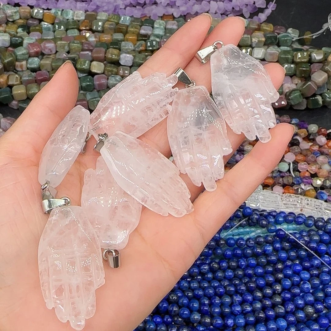 玛瑙/玉髓合金珠宝半成品白水吊坠佛手一个