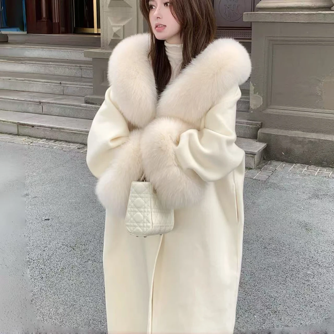 亚町家外套8006大衣女冬装新款高端毛袖口气质毛呢