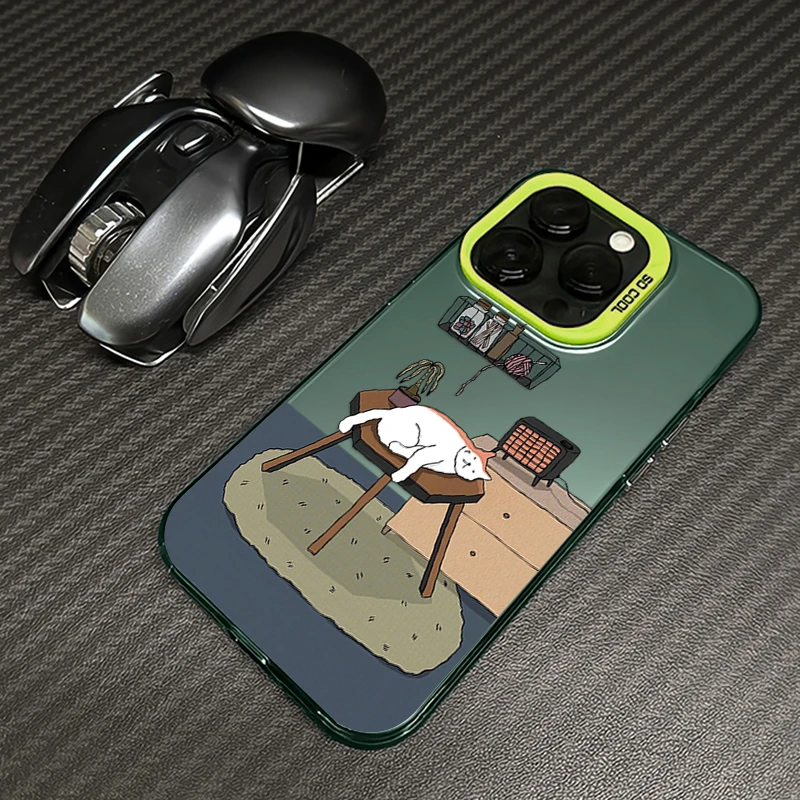 慵懒猫适用iphone16pro手机壳14promax苹果15简约13/12/11保护套