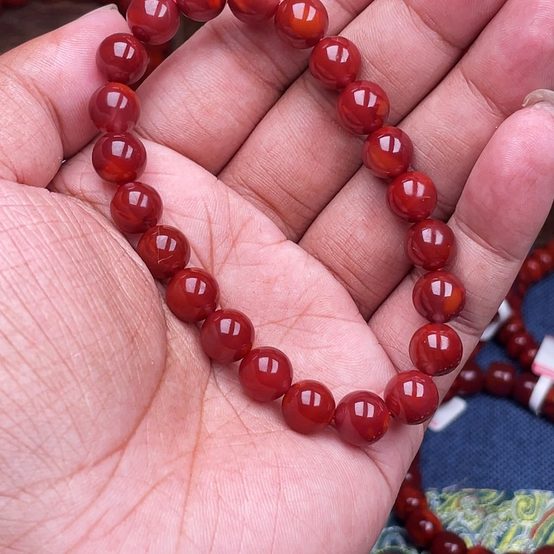 张***总南红玛瑙未镶嵌手链南红瓦西卡9牛血原矿