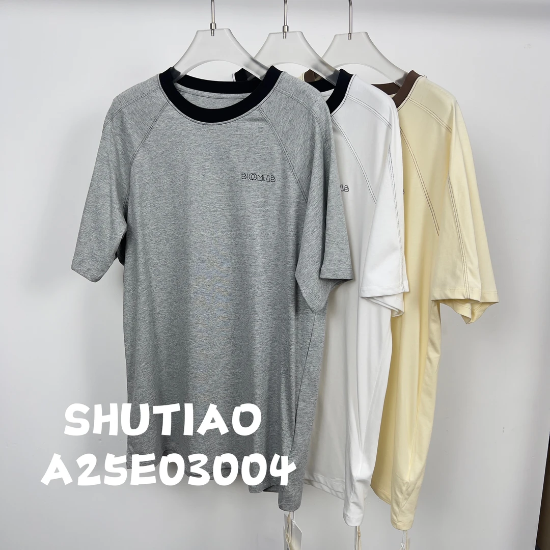 【SHUTIAO】2025夏季：新款小众设计款T恤A25E03004