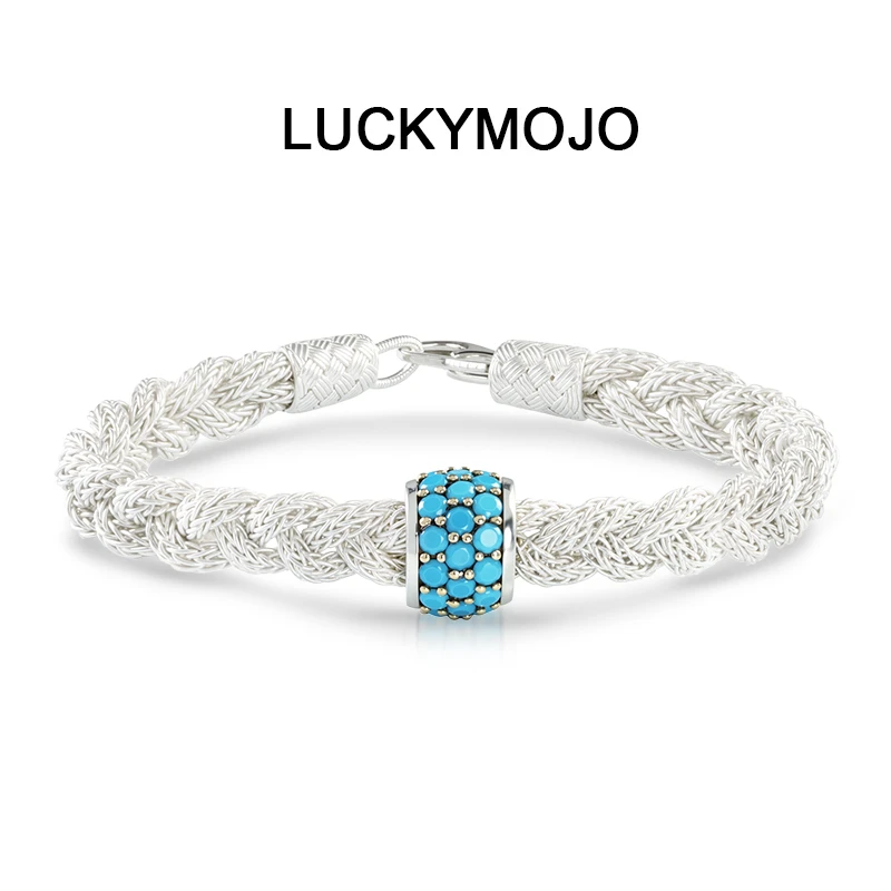 LUCKYMOJO 足银手链 轻奢时尚土耳其编织银手链女款男士情侣手绳