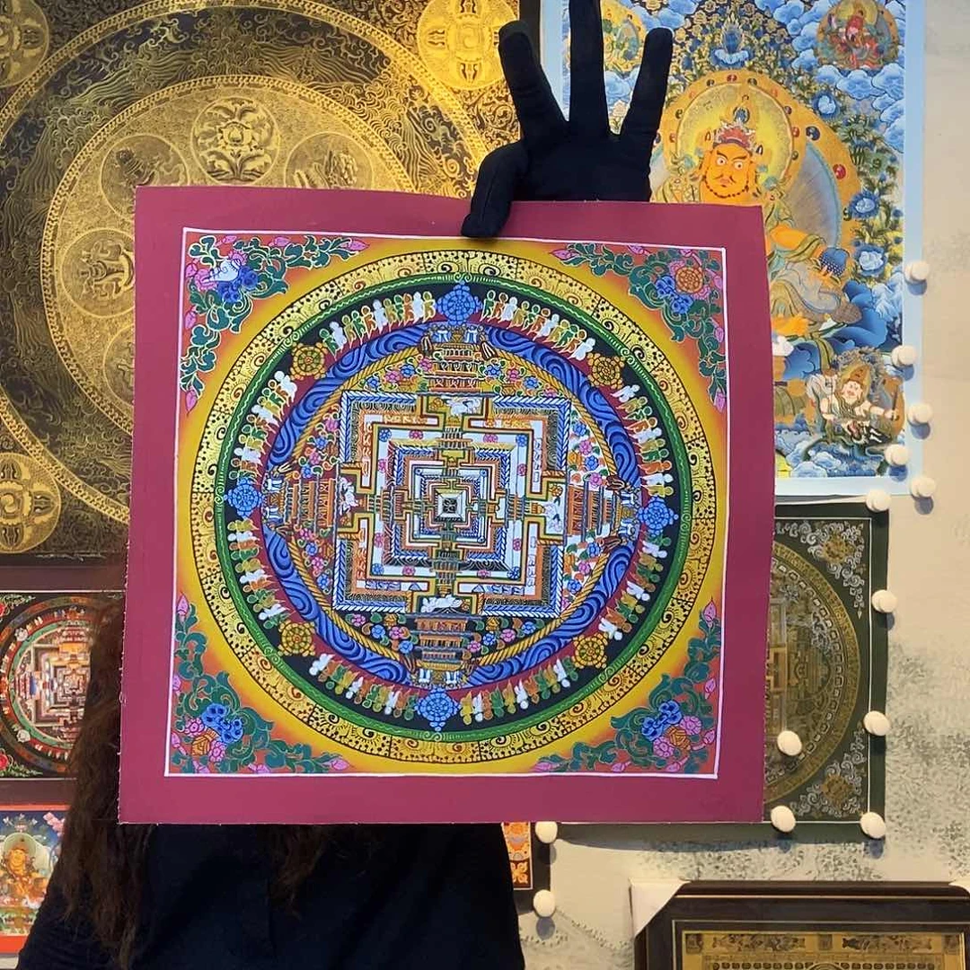 卷轴画纯手绘坛城唐卡27厘米左右