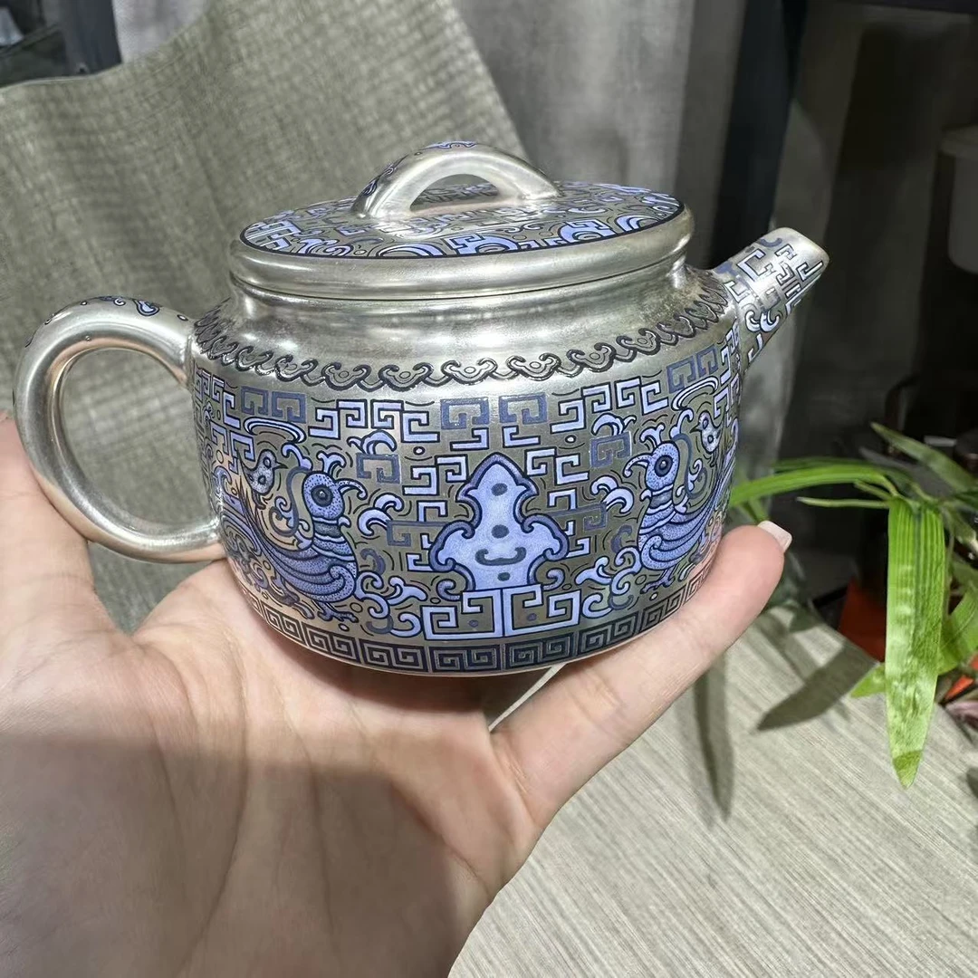 【中国邮政专属链接】周鸿杰高端青花饕餮鎏银茶壶3006+jz120