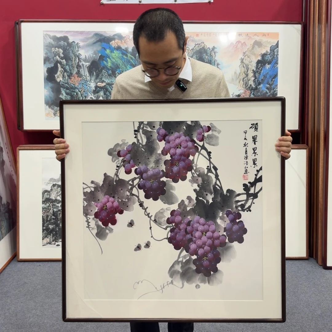 国画带框绘画80/80尺寸