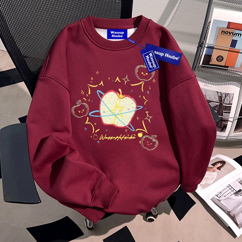 WASSUP HSUBE美式潮流百搭ins男士圆领卫衣青少年重磅国潮牌上衣