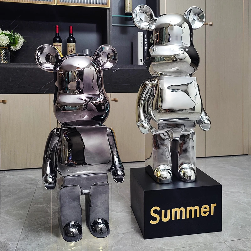 电镀网红熊落地摆件创意客厅轻奢电视柜家居装饰大号酷酷熊存钱罐