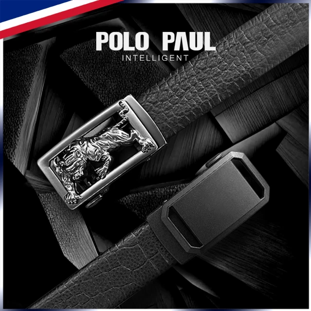 保罗国际全合金腰扣+进口头层皮带礼盒装
