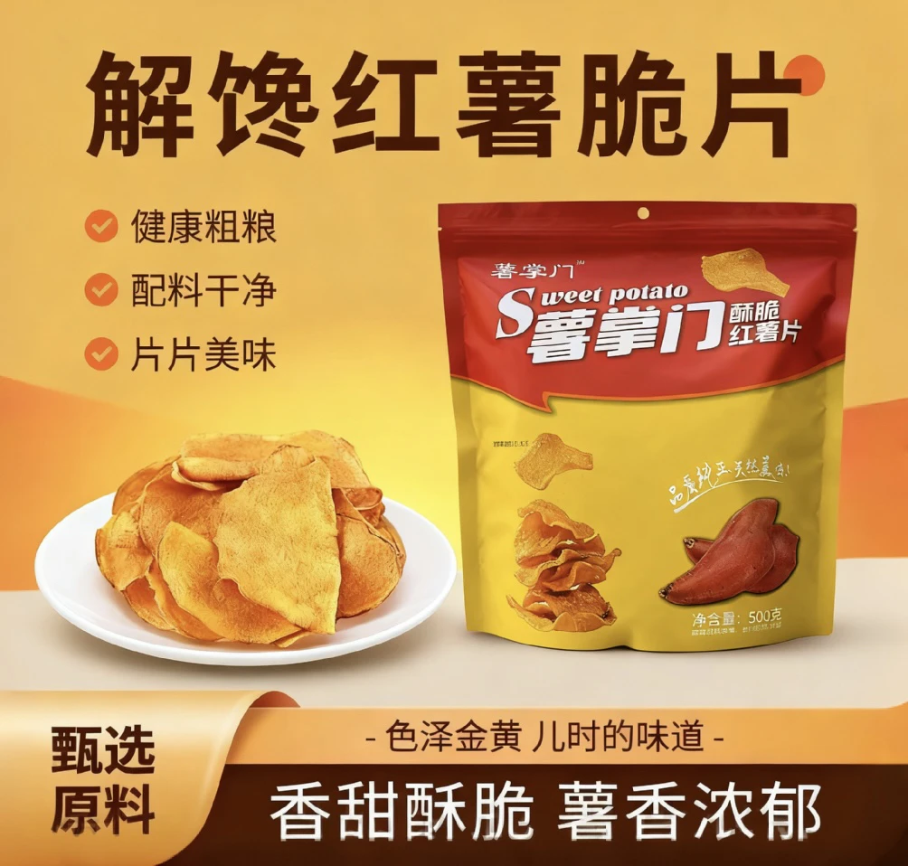 【净重1斤】原切红薯片地瓜片香甜酥脆农家休闲办公零食推荐