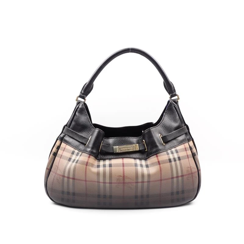 95新 BURBERRY/博柏利 黑色渐变拼格纹手提包/H_ZY0000423903