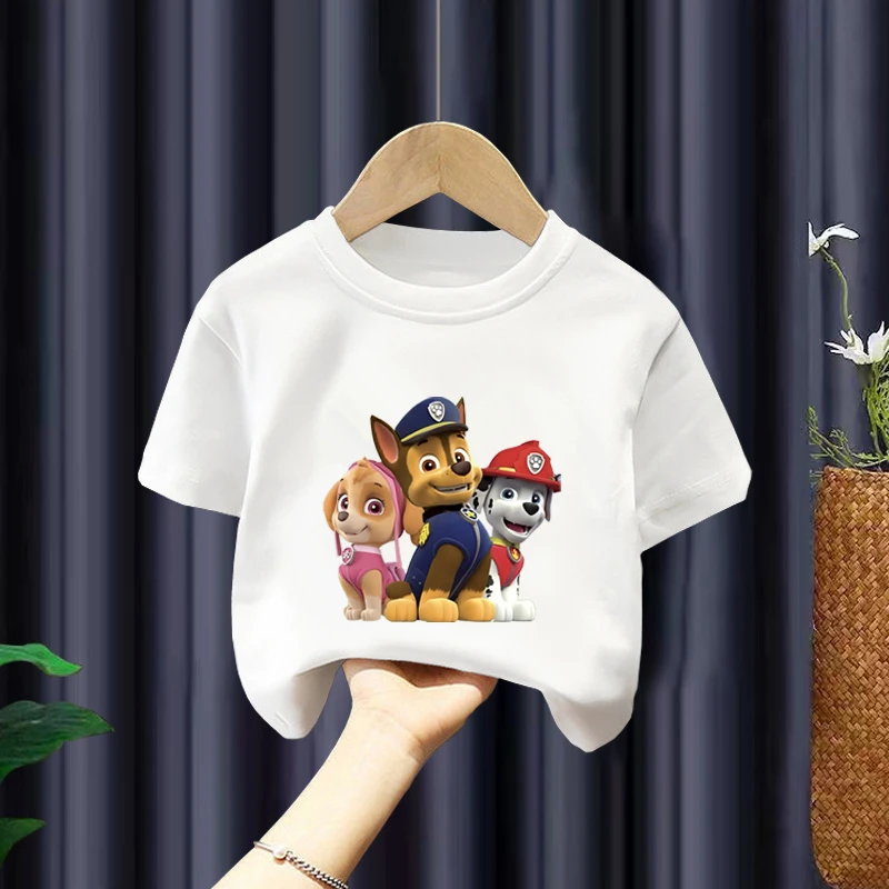 儿童宝宝卡通汪汪童装100％纯棉衣服夏季圆领短袖上衣百搭宽松T恤