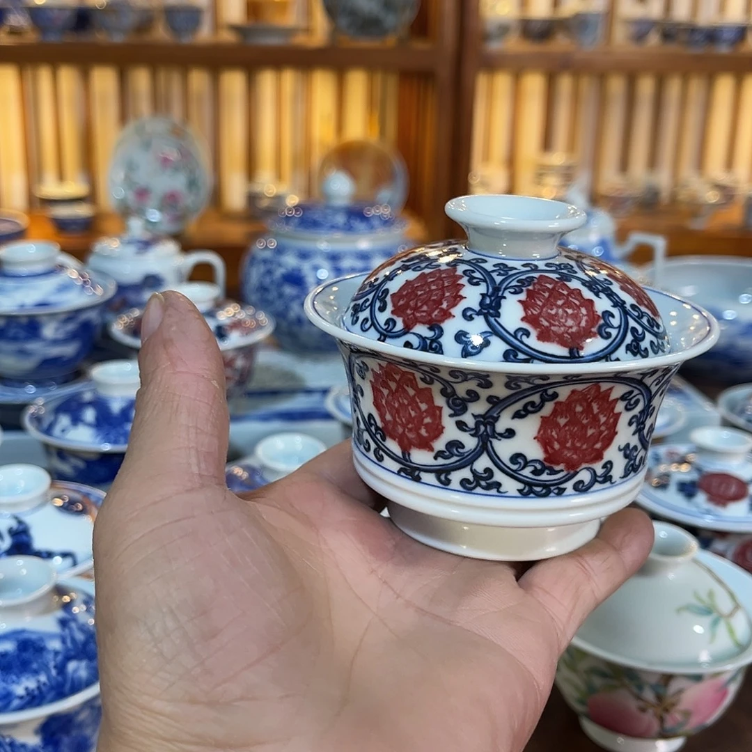 錡镇堂手工手绘盖碗