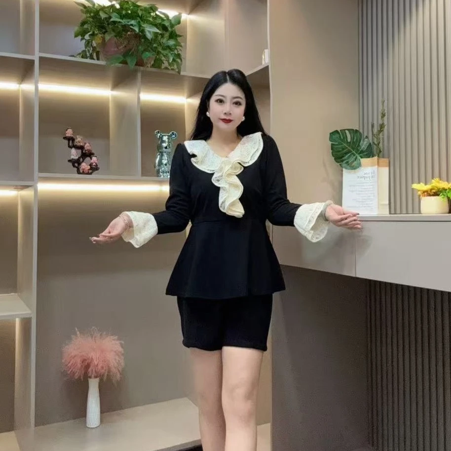 冬季小衫-檬 9192时尚潮流甜美风印花领收腰设计胖MM大码女装新款