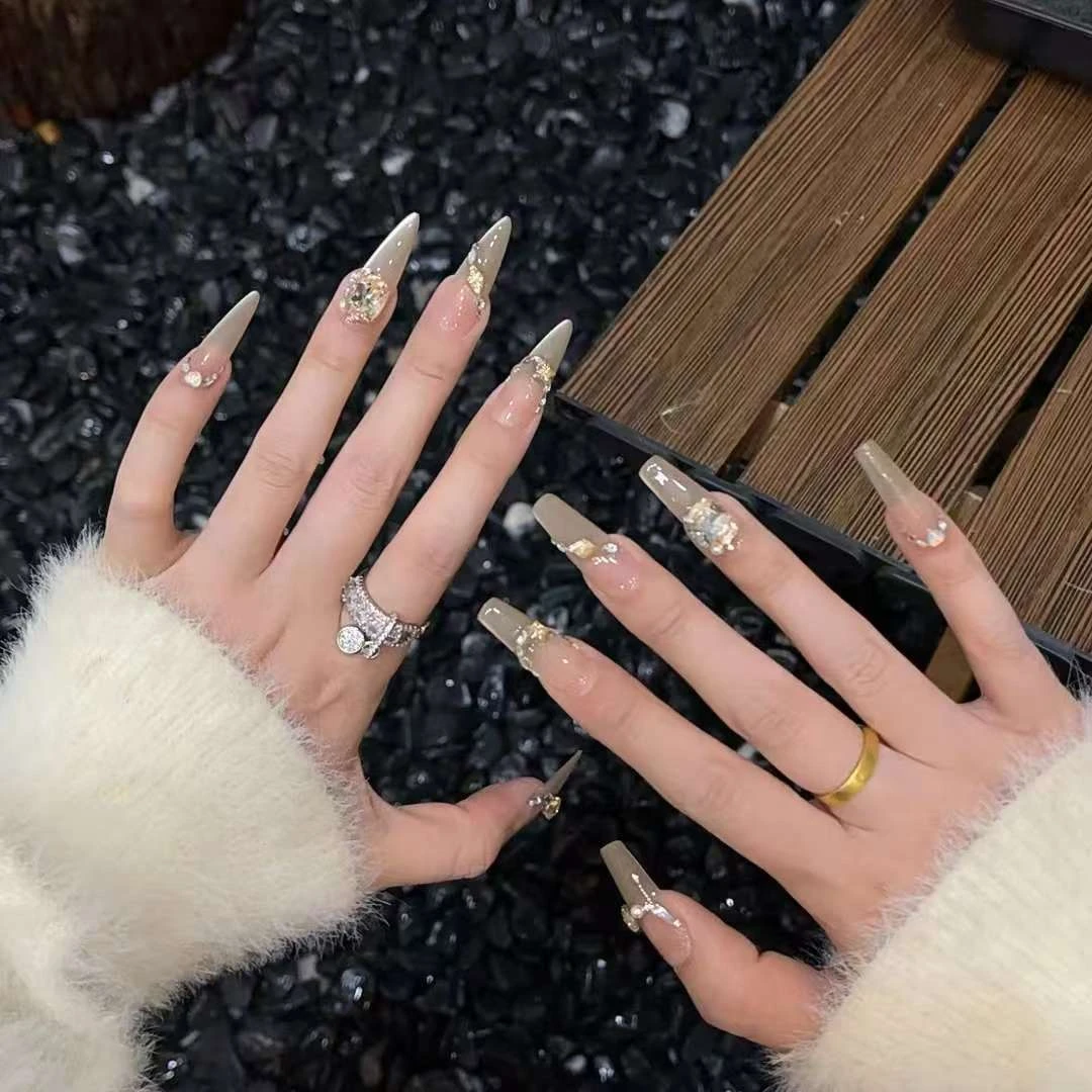 【华妃】-玉髓猫眼香槟钻御姐富贵气质纯手工穿戴甲