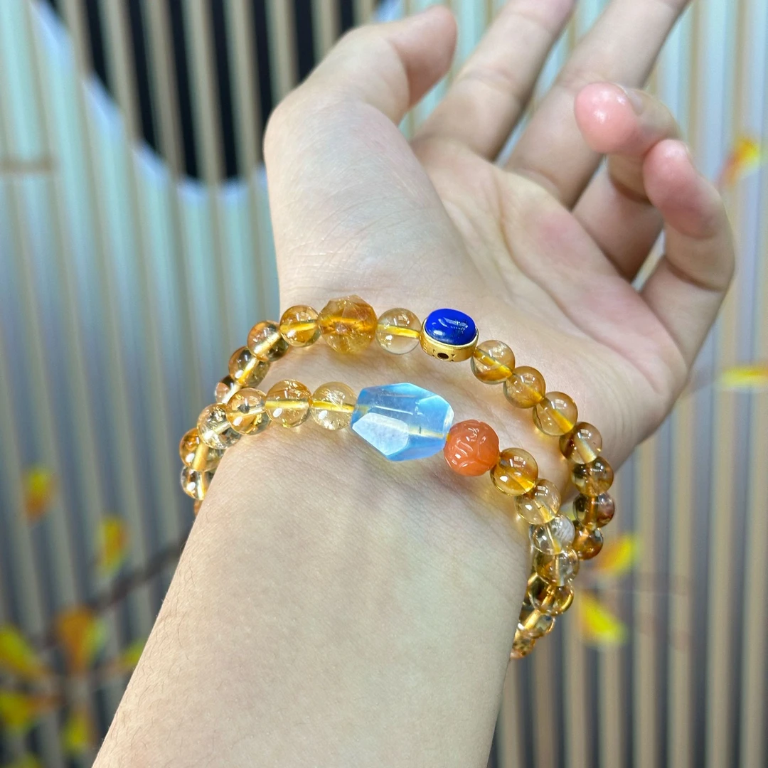 手工设计款黄水晶手链