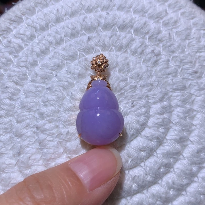 翡翠颈饰18K金镶嵌红紫葫芦