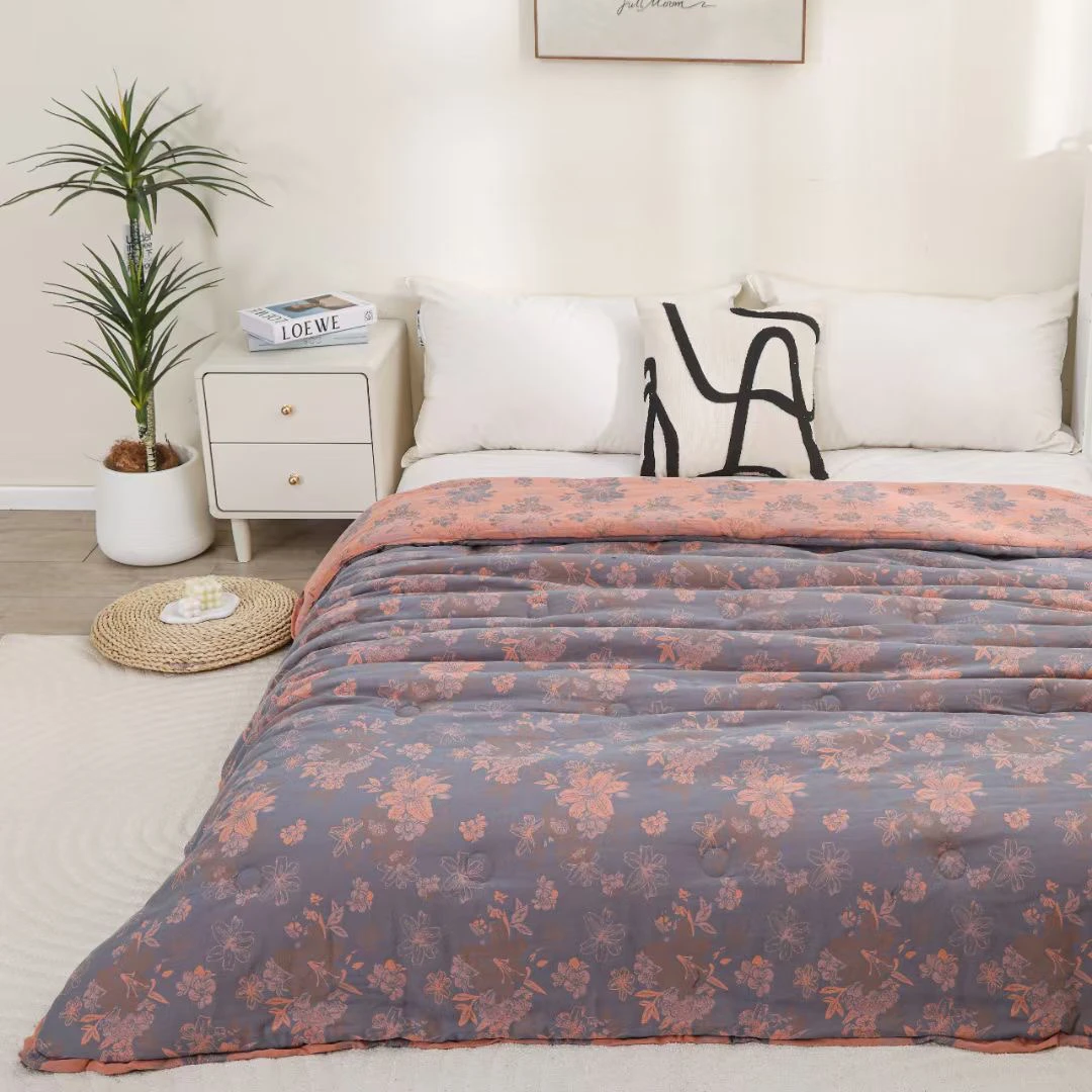 （花语）高端纯棉双层纱双人夏凉被