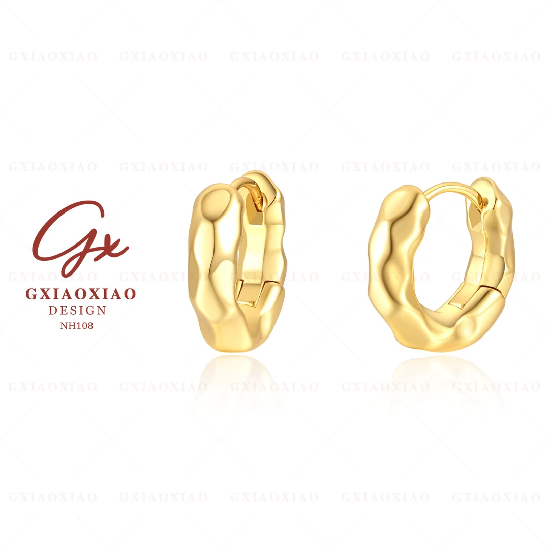 G XIAOXIAO 镀K金 简约百搭高级不规则褶皱感耳环 NH108