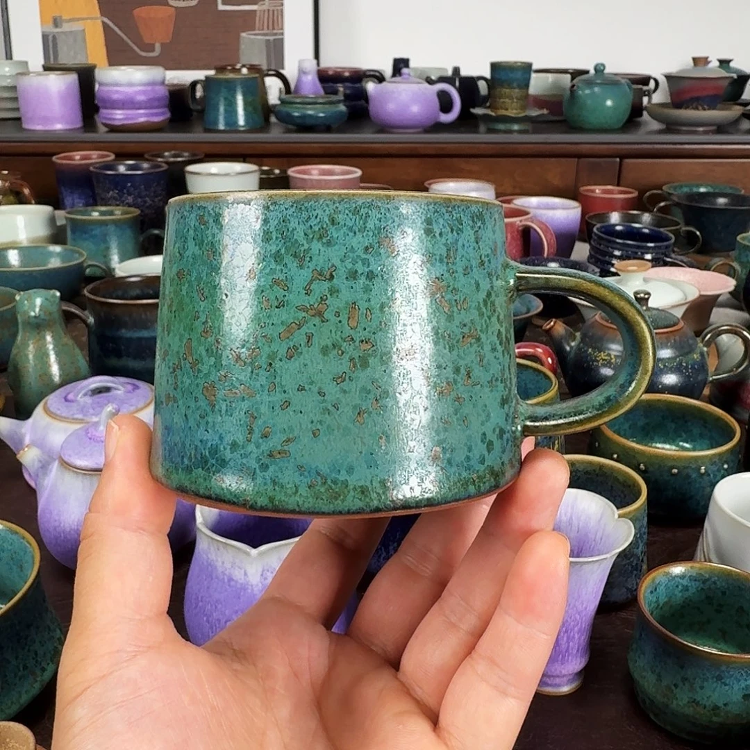 铜绿釉马克杯咖啡杯