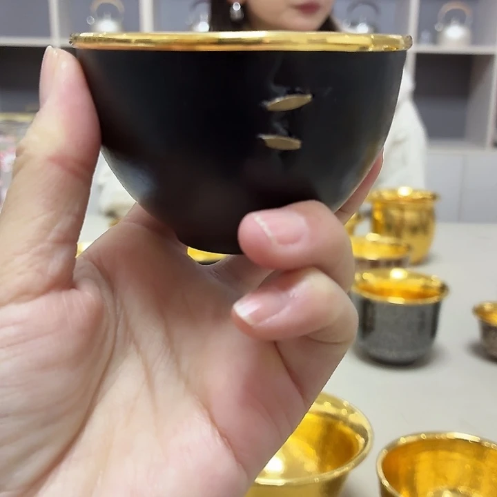 19号李小鹤铁包金足金2克锔钉杯100毫升