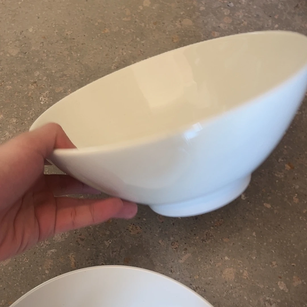 陶瓷暖白11寸斗笠碗