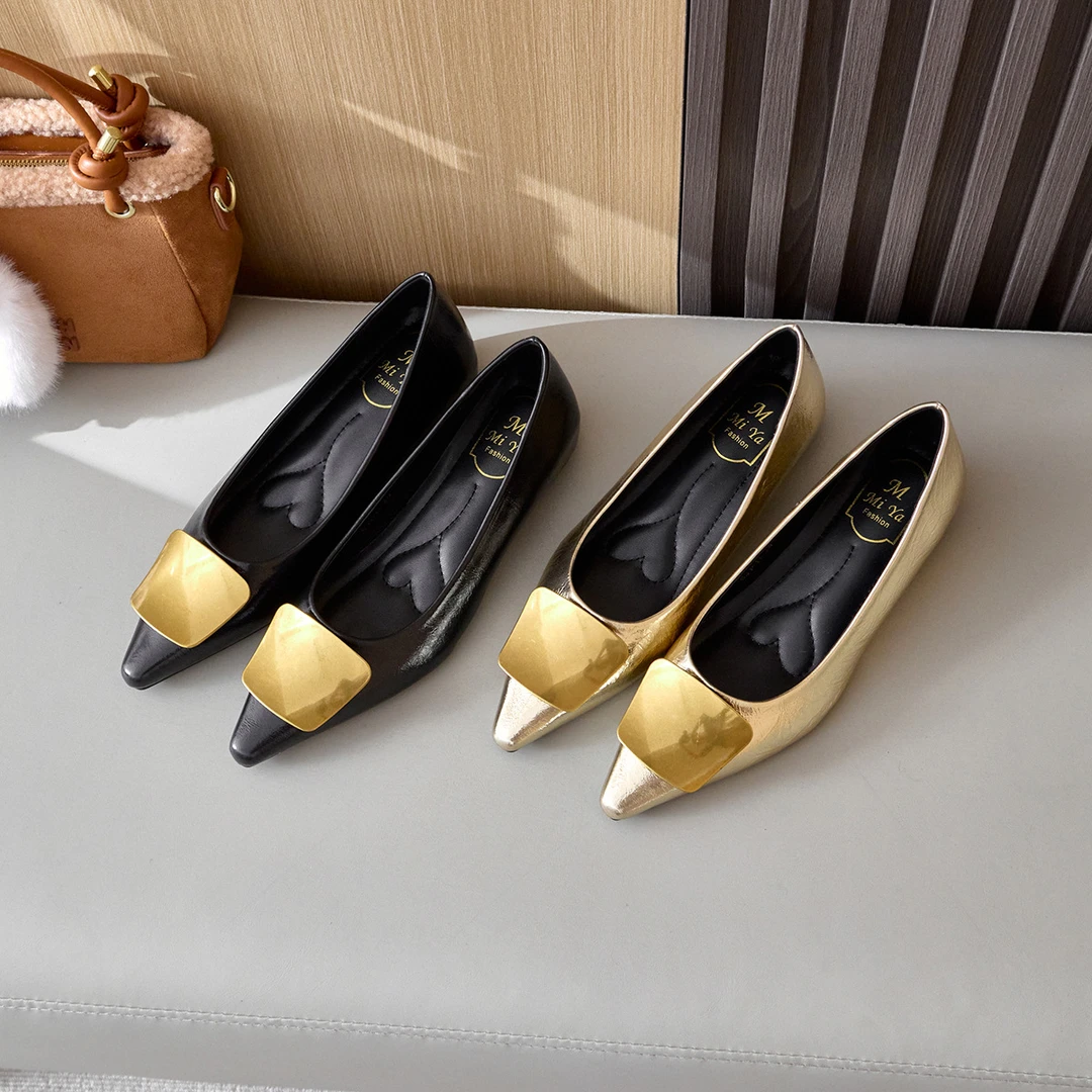 隐形内5CM-法式气质尖头浅口单鞋女2025新款粗跟平跟鞋不累脚