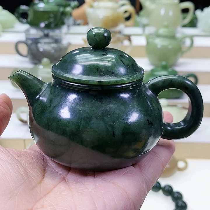 和田玉未镶嵌挂件茶壶130ml