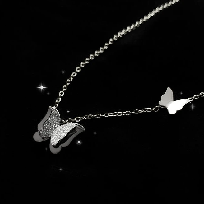 钛钢项链 蝴蝶项链女时尚气质简约ins风小众银色坠链锁骨链