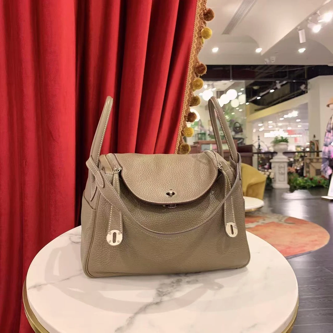 95新 Hermes/爱马仕 爱马仕Lindy30大象灰银扣91573898
