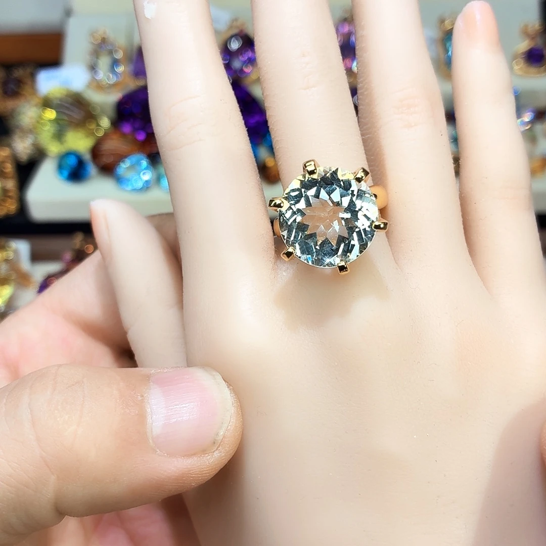 银S925镶嵌戒指托帕石