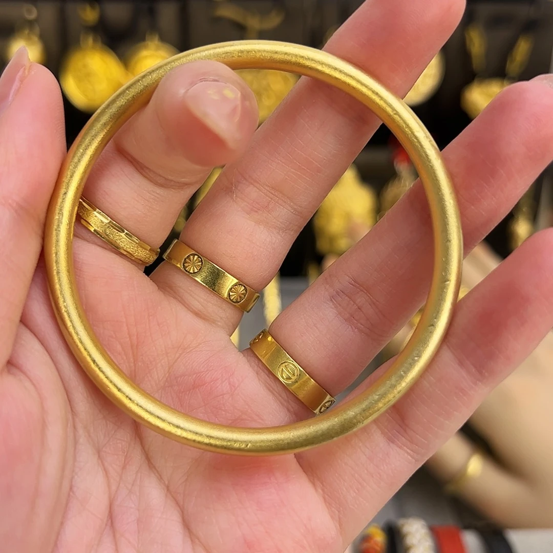 財***⁷足银54圈口素圈手镯